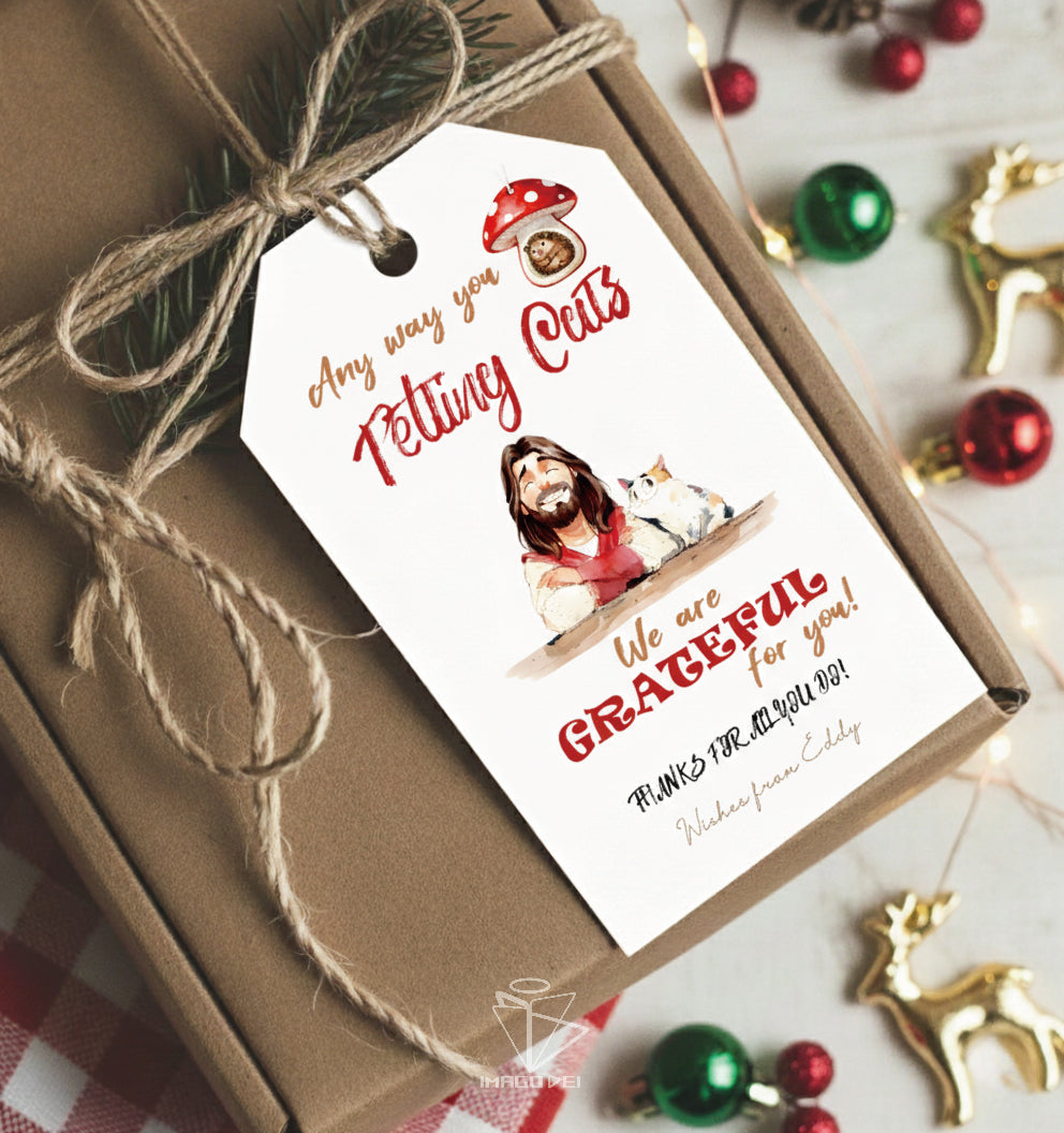 可编辑圣诞贺卡：圣诞老人来信、耶稣、气球和精灵的到来（可打印数字模板 0016）