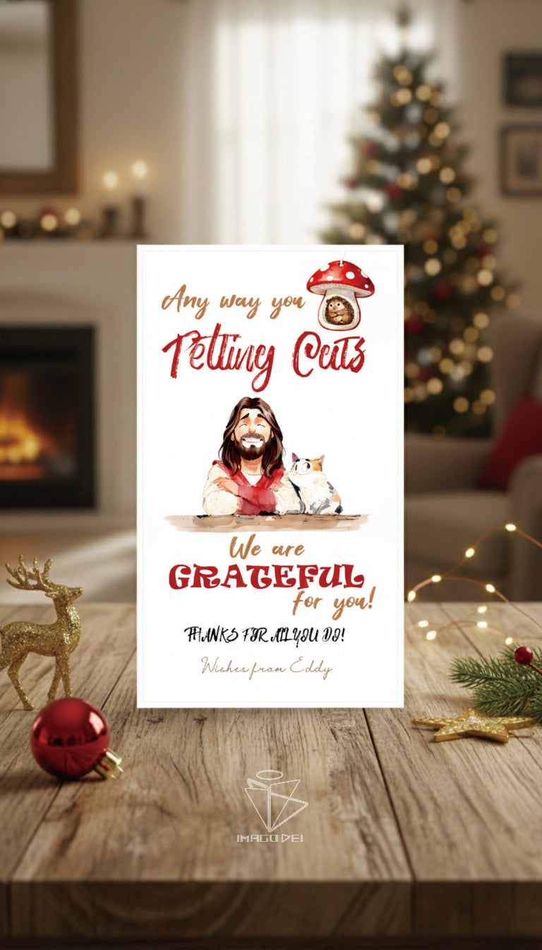 可编辑圣诞贺卡：圣诞老人来信、耶稣、气球和精灵的到来（可打印数字模板 0016）