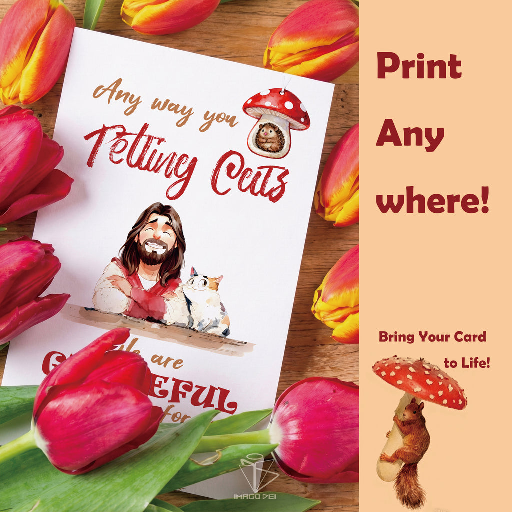 可编辑圣诞贺卡：圣诞老人来信、耶稣、气球和精灵的到来（可打印数字模板 0016）