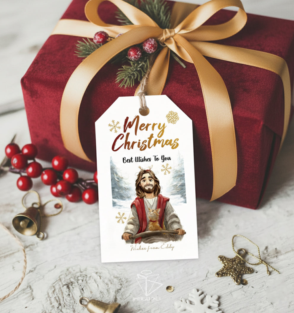 可编辑圣诞贺卡：圣诞老人来信、耶稣、气球和精灵的到来（可打印数字模板 0016）