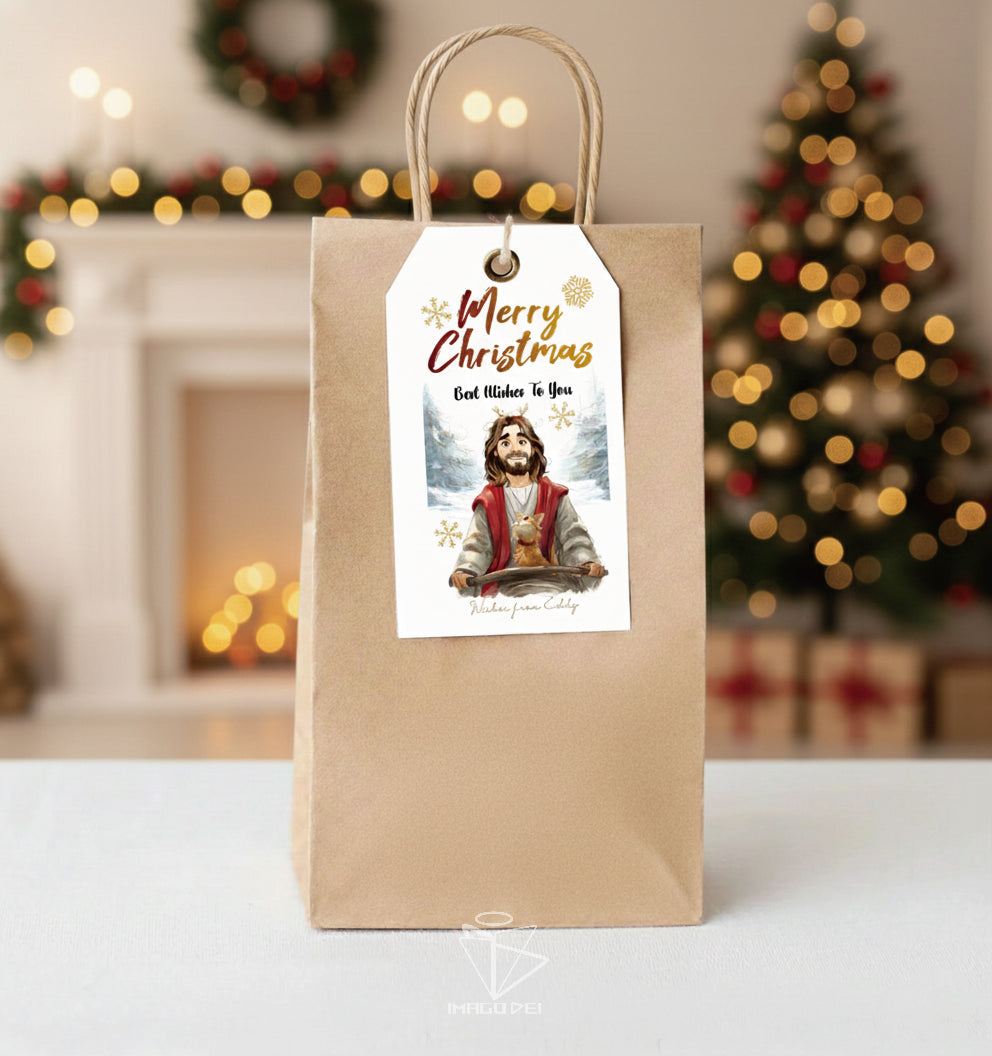 可编辑圣诞贺卡：圣诞老人来信、耶稣、气球和精灵的到来（可打印数字模板 0016）