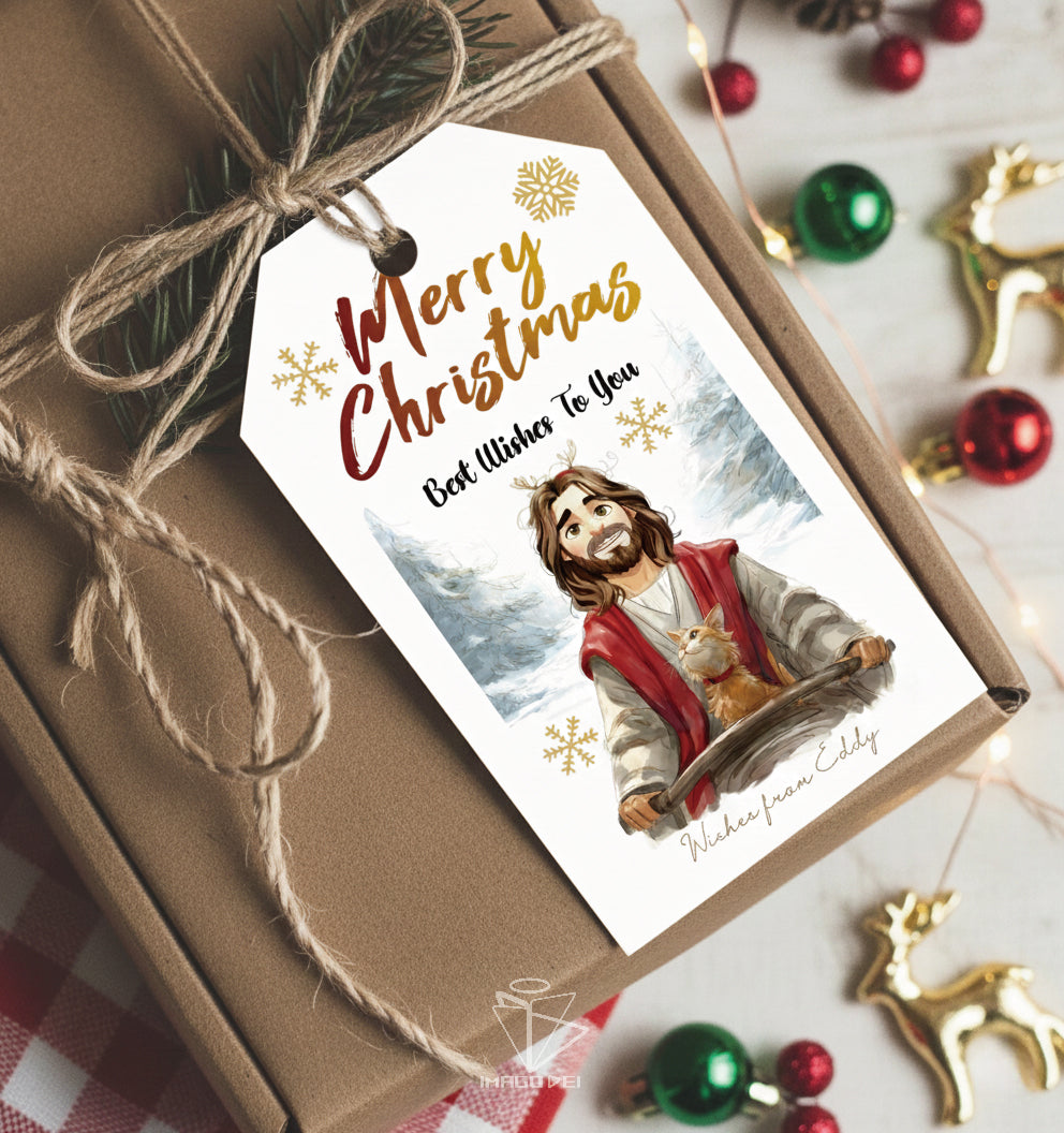 可编辑圣诞贺卡：圣诞老人来信、耶稣、气球和精灵的到来（可打印数字模板 0016）