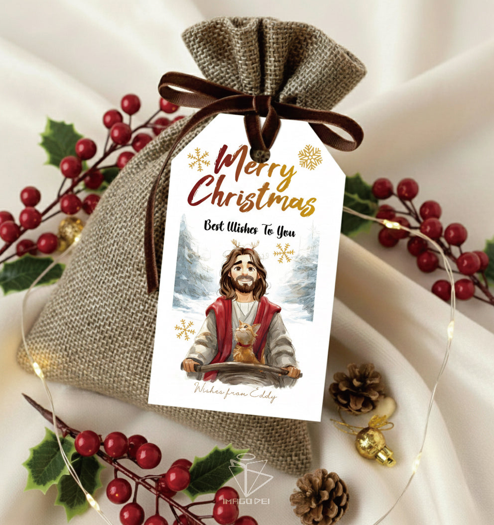 可编辑圣诞贺卡：圣诞老人来信、耶稣、气球和精灵的到来（可打印数字模板 0016）