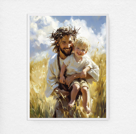 Jesus Love Boy | Jesus Holding Boy | Jesus Oil Painting | The Living Christ | Christian Wall Art | Bible Art | Jesus is Among Us | LDS Art