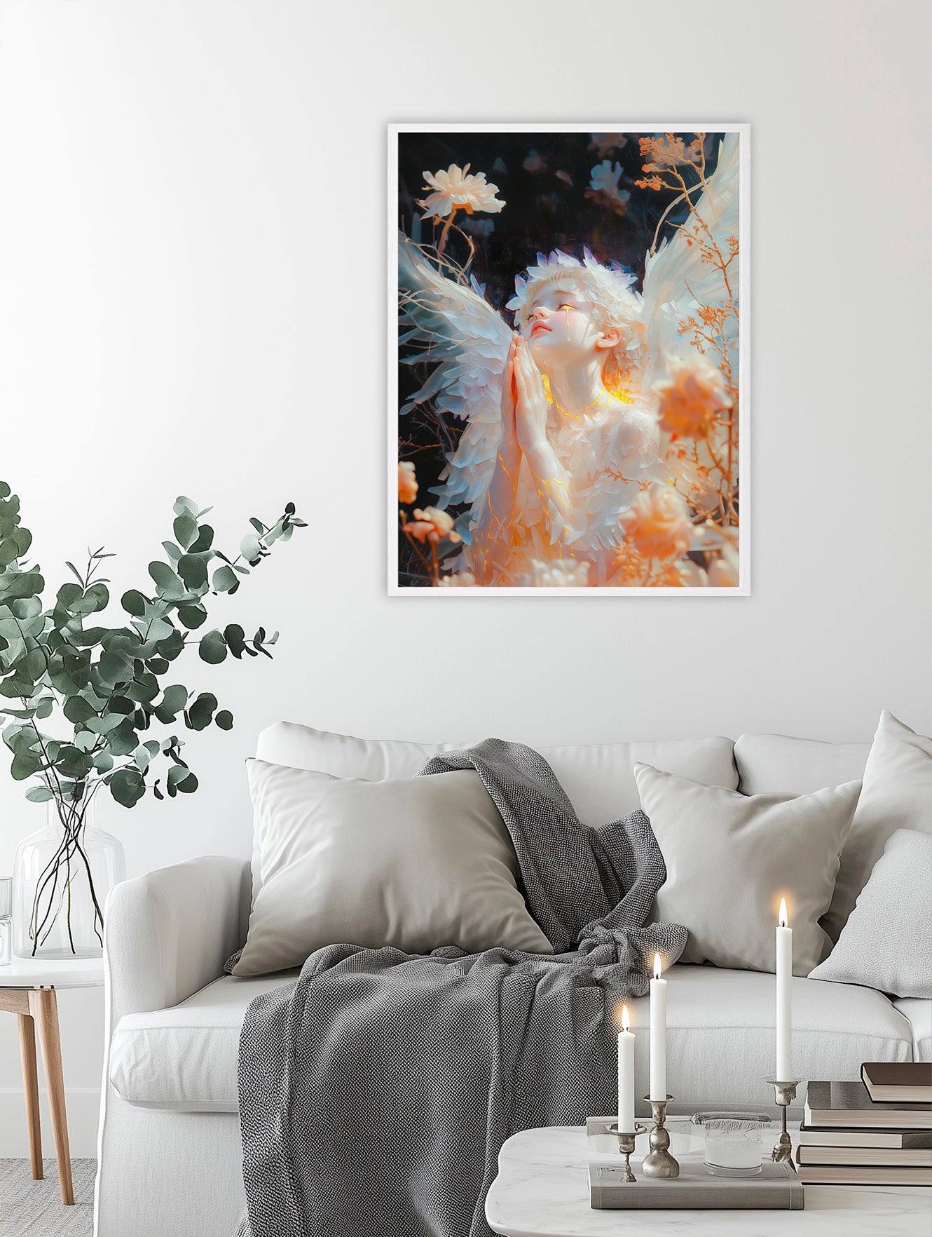 Surreal Angel | Angel Prayer | Angel Oil Painting | Christian Creative Painting | Christian Wall Art | Bible Art | Surrealist Art | LDS Art