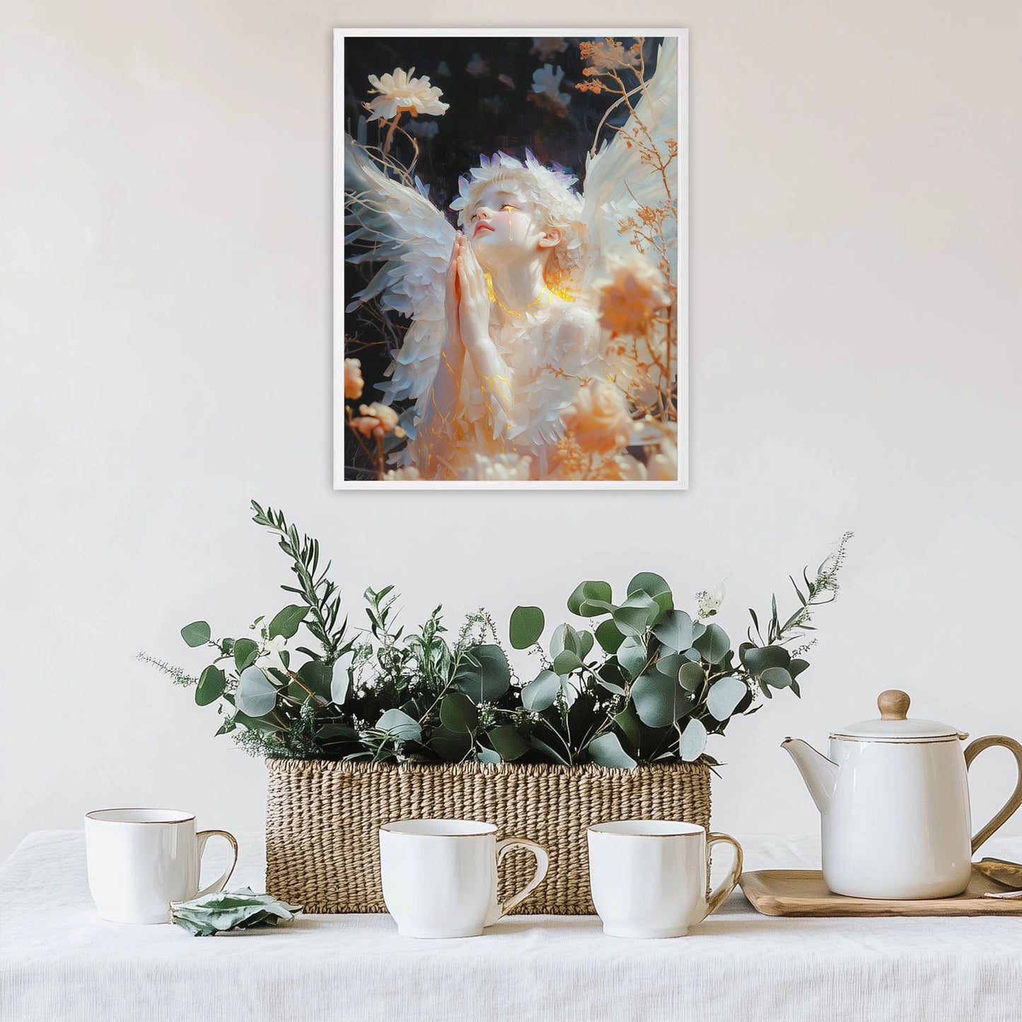 Surreal Angel | Angel Prayer | Angel Oil Painting | Christian Creative Painting | Christian Wall Art | Bible Art | Surrealist Art | LDS Art