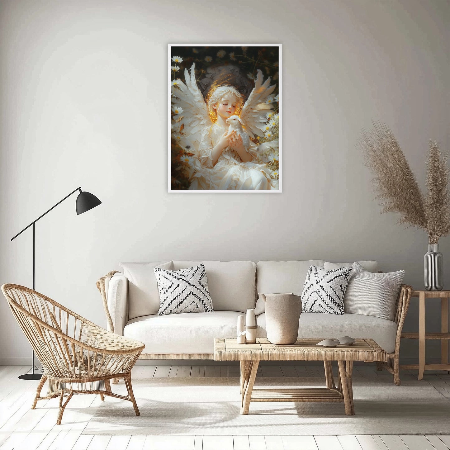 Surreal Angel | Angel with Sheep | Angel Oil Painting | Christian Creative Painting | Christian Wall Art | Bible Art | Surrealist | LDS Art