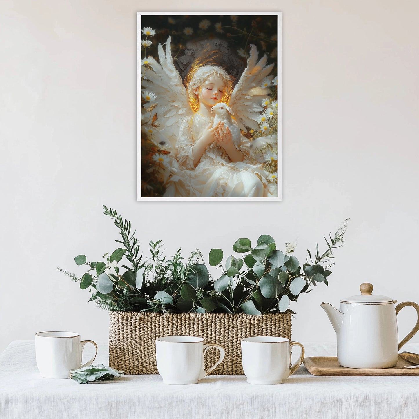 Surreal Angel | Angel with Sheep | Angel Oil Painting | Christian Creative Painting | Christian Wall Art | Bible Art | Surrealist | LDS Art