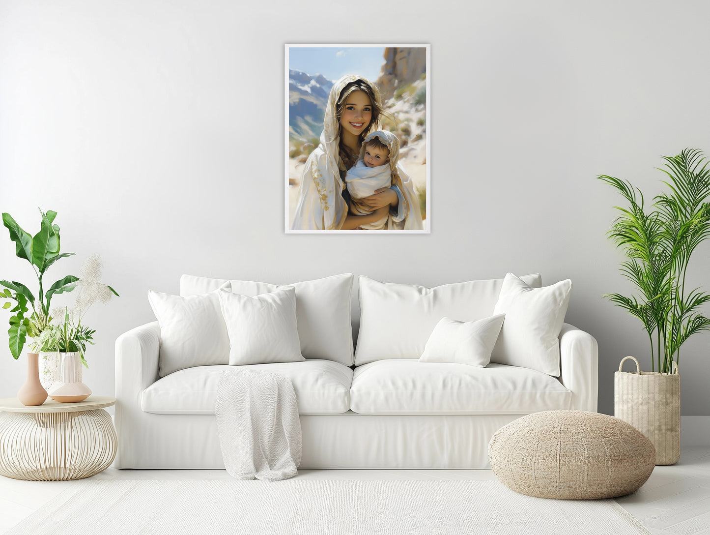 Our Lady and Baby | Our Lady Holding Baby | Our Lady Oil Painting | The Living Our Lady | Christian Wall Art | Bible Art | LDS Art