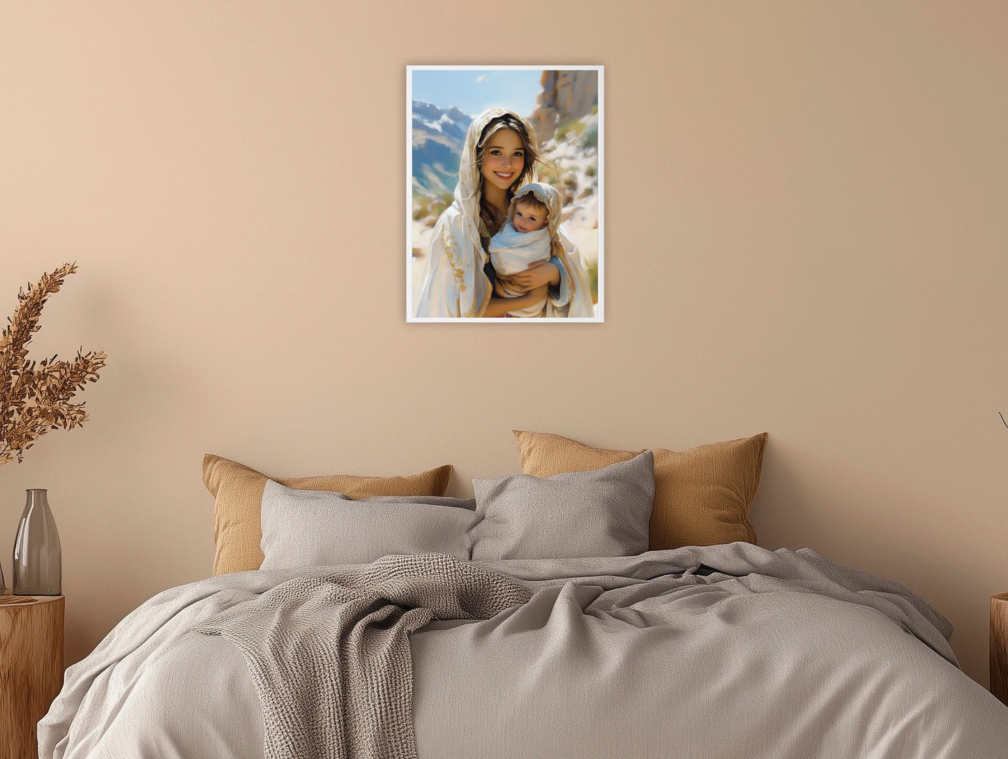 Our Lady and Baby | Our Lady Holding Baby | Our Lady Oil Painting | The Living Our Lady | Christian Wall Art | Bible Art | LDS Art