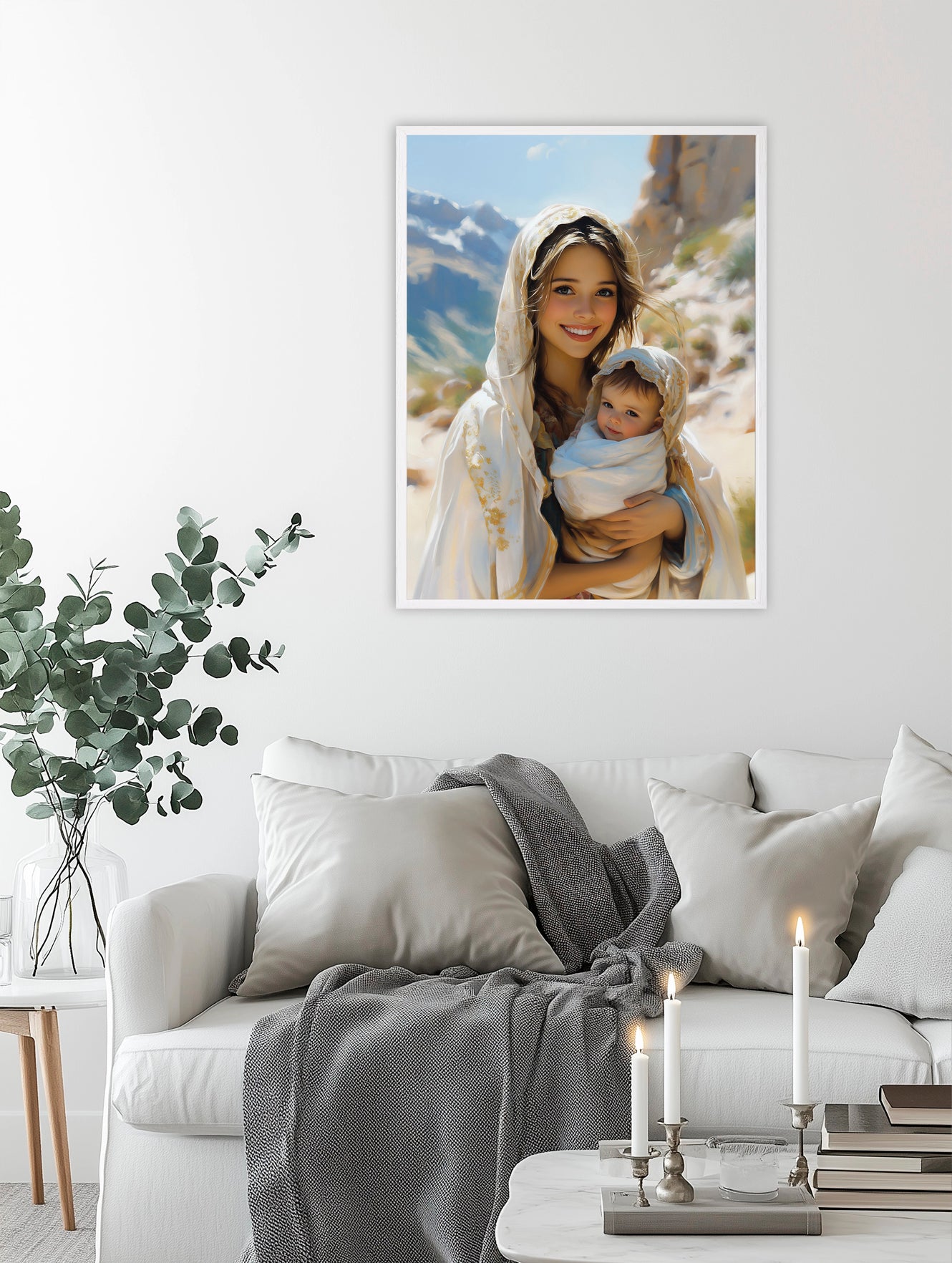 Our Lady and Baby | Our Lady Holding Baby | Our Lady Oil Painting | The Living Our Lady | Christian Wall Art | Bible Art | LDS Art