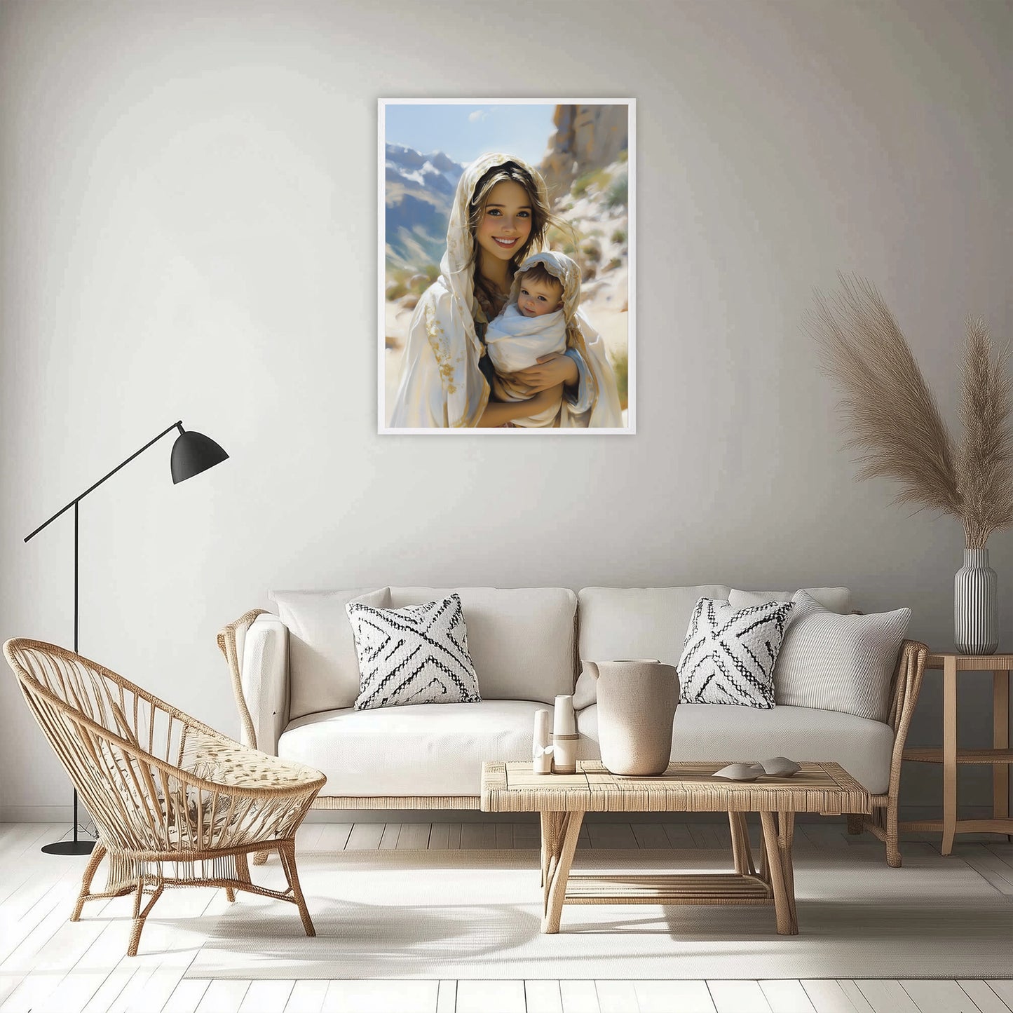 Our Lady and Baby | Our Lady Holding Baby | Our Lady Oil Painting | The Living Our Lady | Christian Wall Art | Bible Art | LDS Art