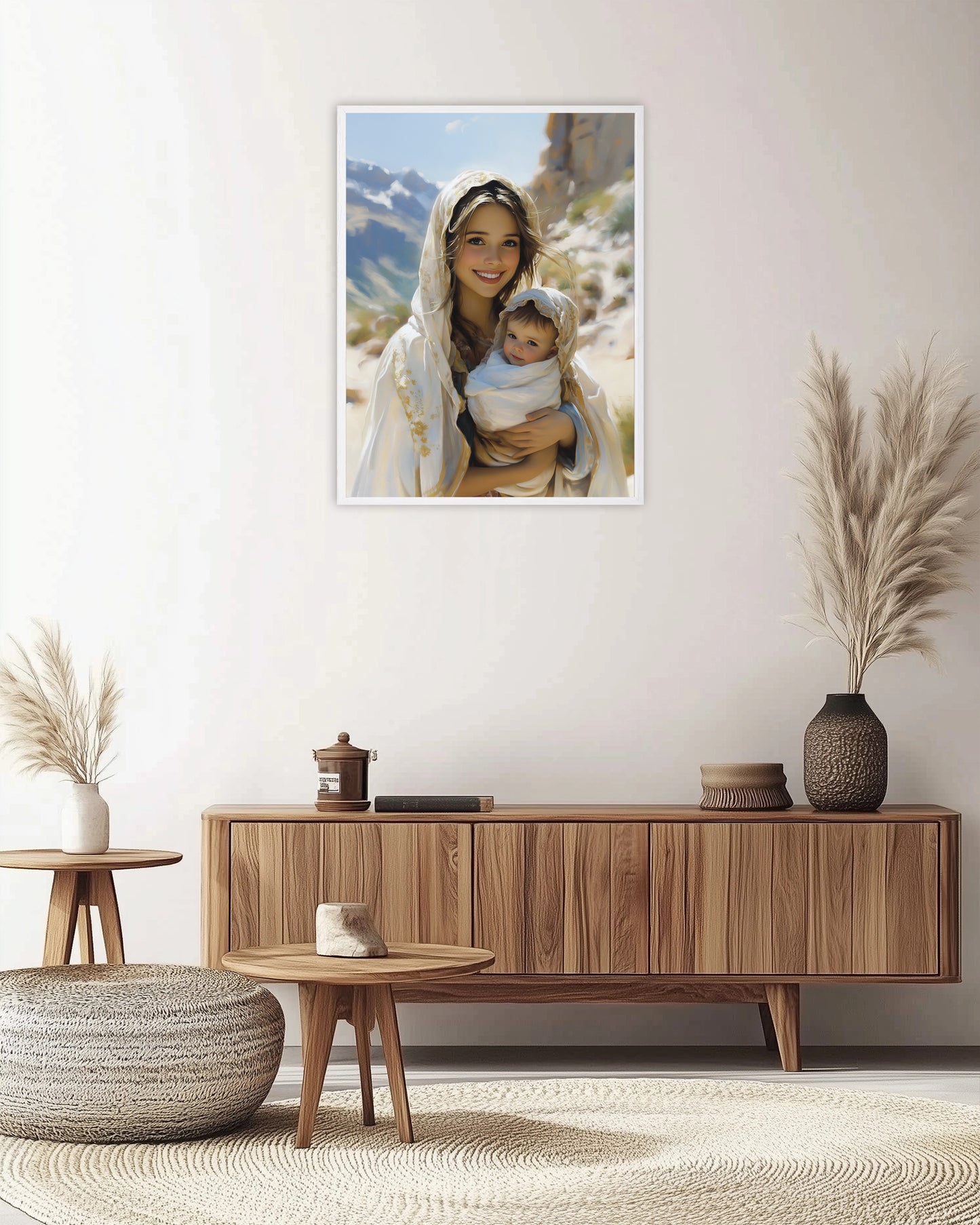 Our Lady and Baby | Our Lady Holding Baby | Our Lady Oil Painting | The Living Our Lady | Christian Wall Art | Bible Art | LDS Art