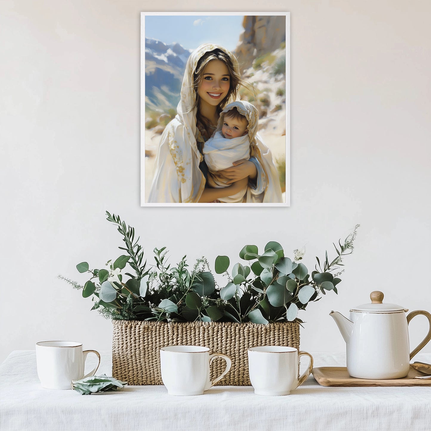 Our Lady and Baby | Our Lady Holding Baby | Our Lady Oil Painting | The Living Our Lady | Christian Wall Art | Bible Art | LDS Art