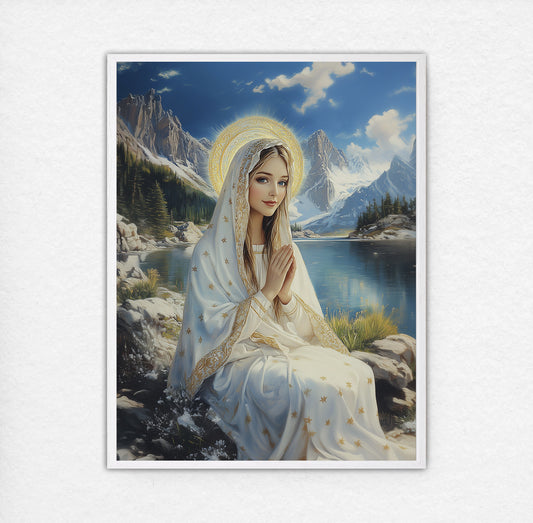 Our Lady with Holy Lake | Our Lady by the Lake | Our Lady Oil Painting | The Living Christ | Christian Wall Art | Bible Art | LDS Art
