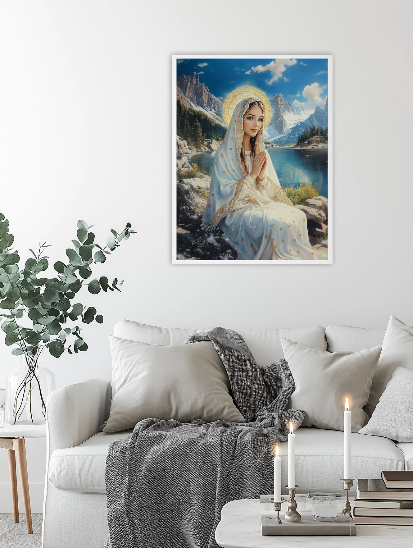 Our Lady with Holy Lake | Our Lady by the Lake | Our Lady Oil Painting | The Living Christ | Christian Wall Art | Bible Art | LDS Art