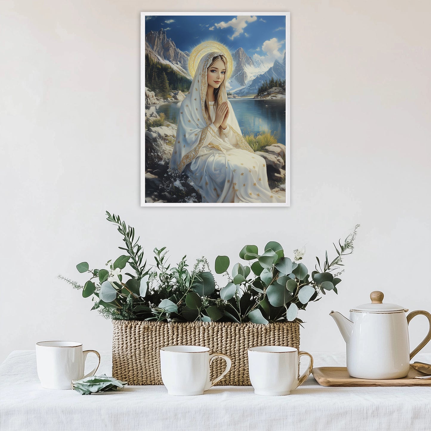 Our Lady with Holy Lake | Our Lady by the Lake | Our Lady Oil Painting | The Living Christ | Christian Wall Art | Bible Art | LDS Art