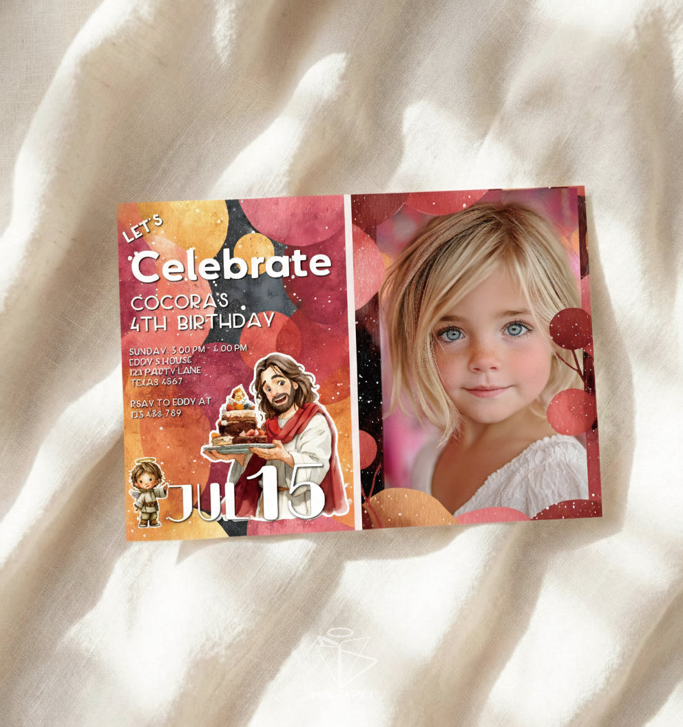 可编辑圣诞贺卡：圣诞老人来信、耶稣、气球和精灵的到来（可打印数字模板 0016）