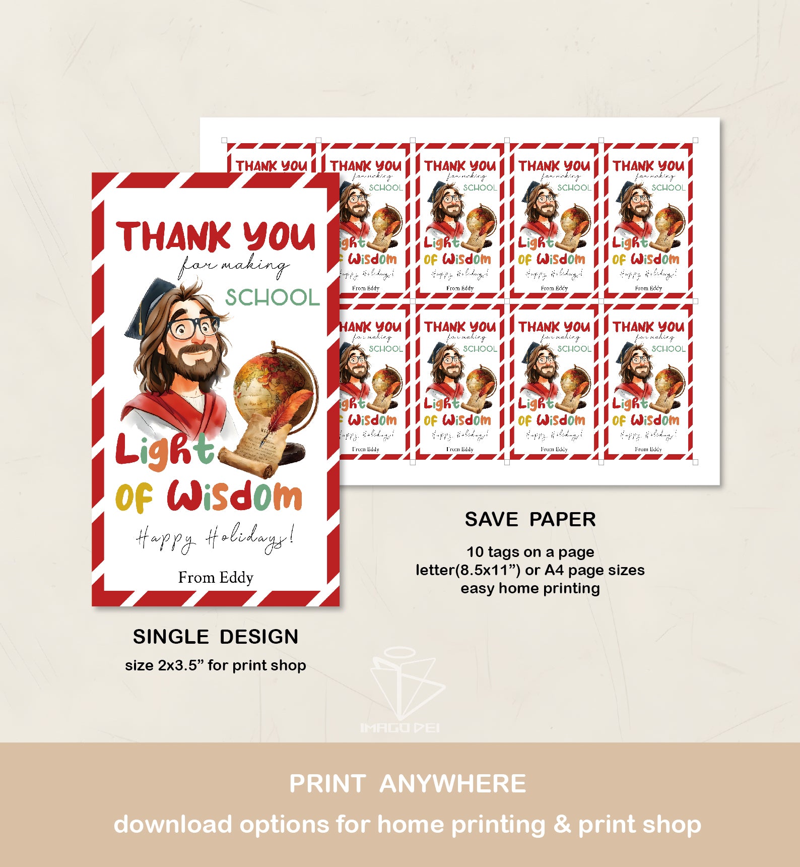 可编辑圣诞贺卡：圣诞老人来信、耶稣、气球和精灵的到来（可打印数字模板 0016）