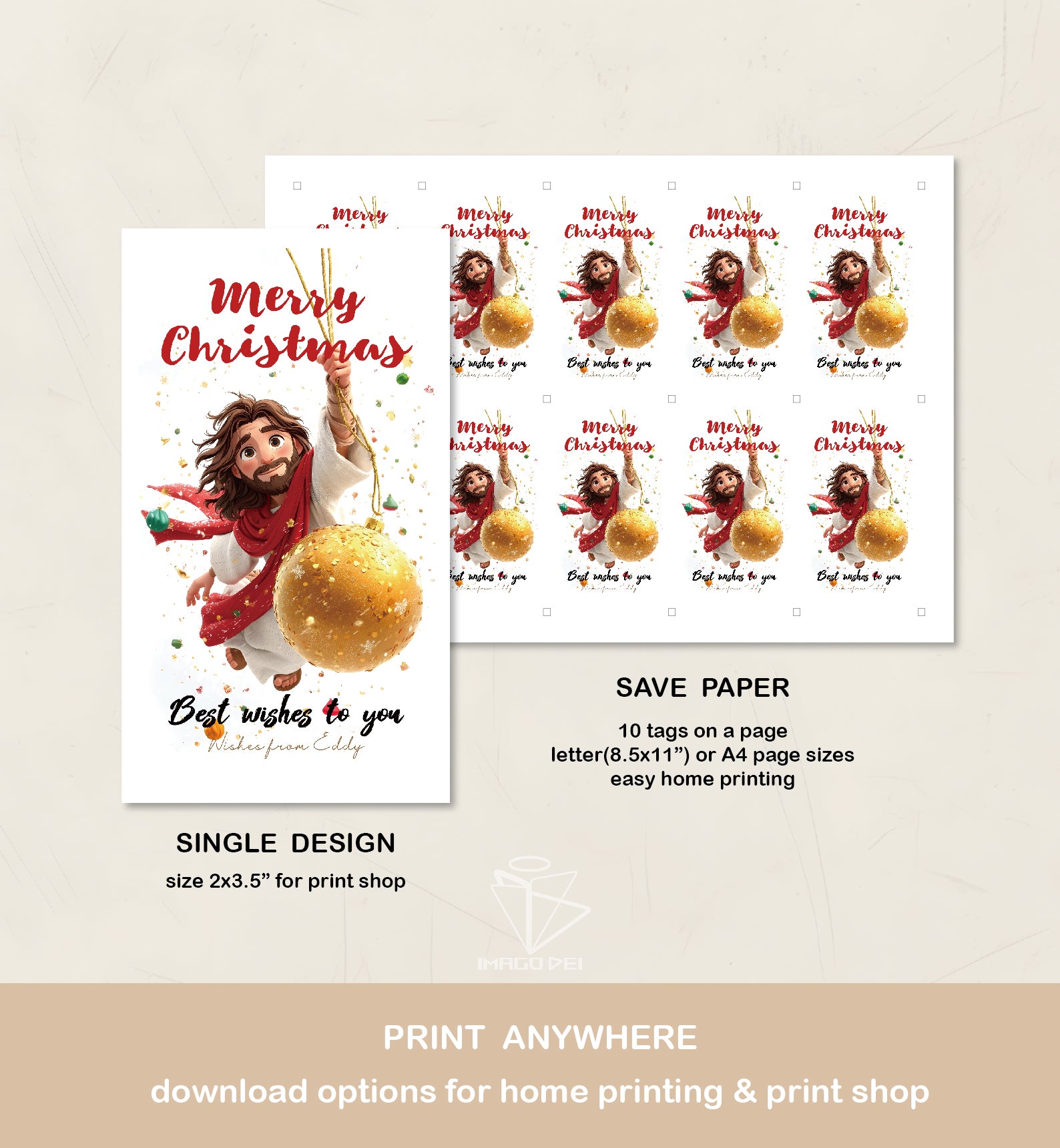 Santa Jesus Letter, Christian Funny Christmas Card, Religious Kids Note (Printable Digital Template 0015)