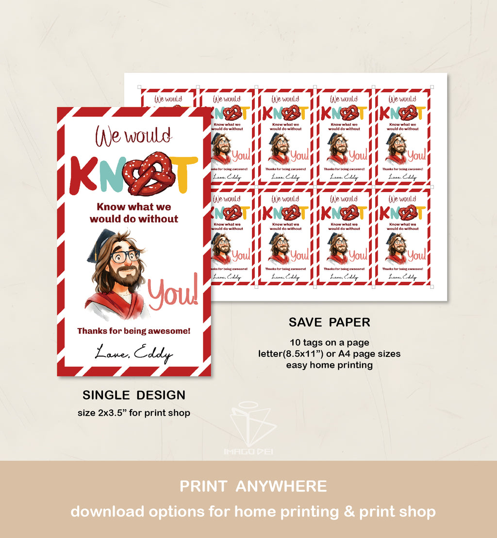 Employee Appreciation Thank You, Holiday Teacher Tag, Religious Thankful Note (Printable Digital Template 0018)