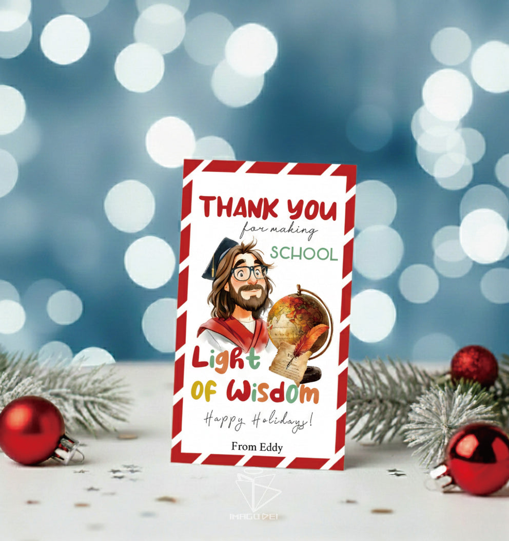 Jesus Teacher Appreciation Card, Thank You, Graduation Cap, Educator Note (Printable Digital Template 0021)