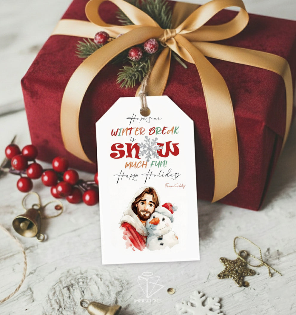 Jesus Snowman Christmas Card, Religious Holiday Art, Christian Xmas Blessing (Printable Digital Template 0010)