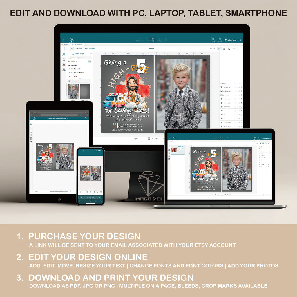 可编辑圣诞贺卡：圣诞老人来信、耶稣、气球和精灵的到来（可打印数字模板 0016）