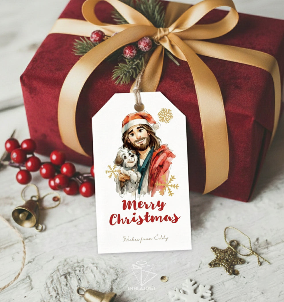 可编辑圣诞贺卡：圣诞老人来信、耶稣、气球和精灵的到来（可打印数字模板 0016）