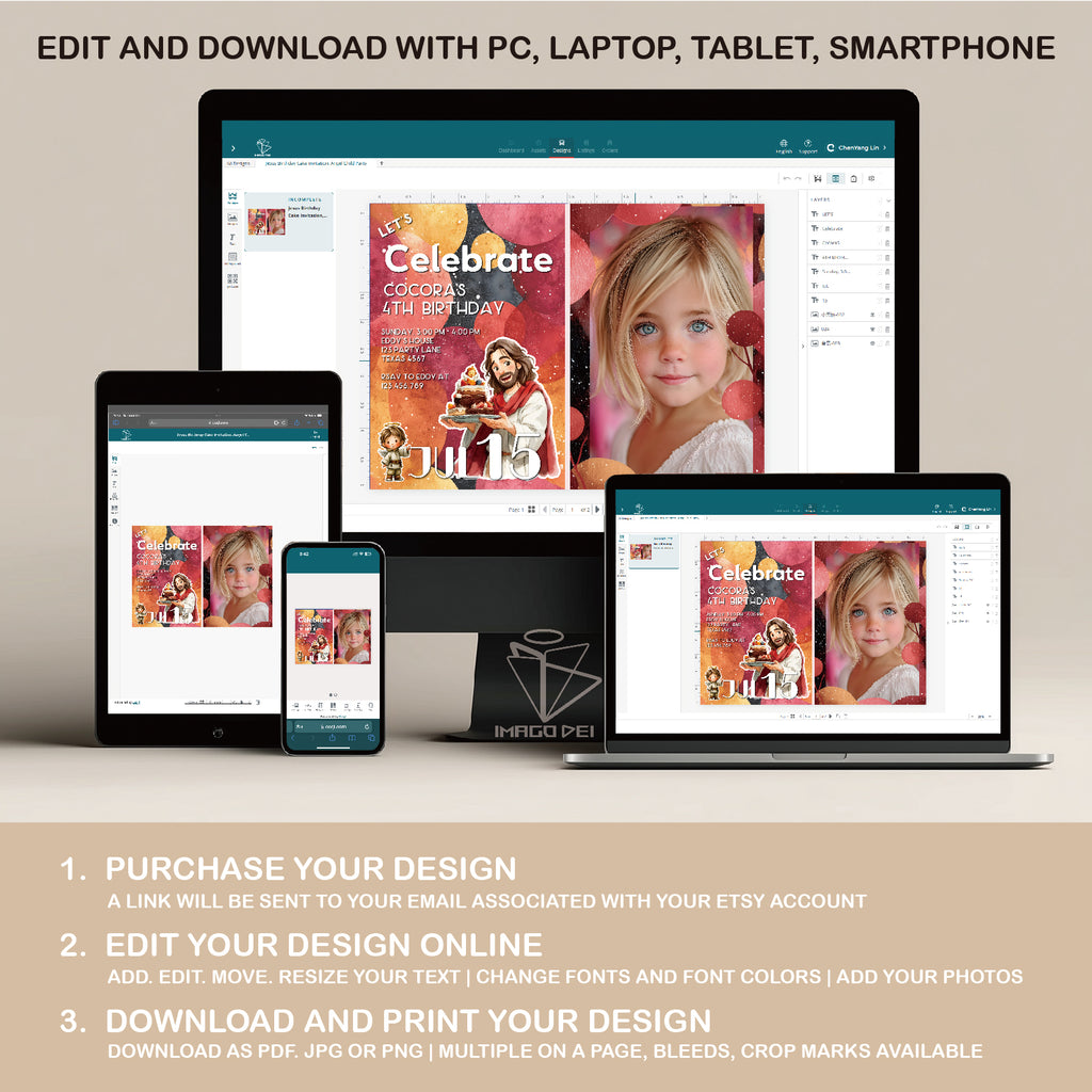 可编辑圣诞贺卡：圣诞老人来信、耶稣、气球和精灵的到来（可打印数字模板 0016）