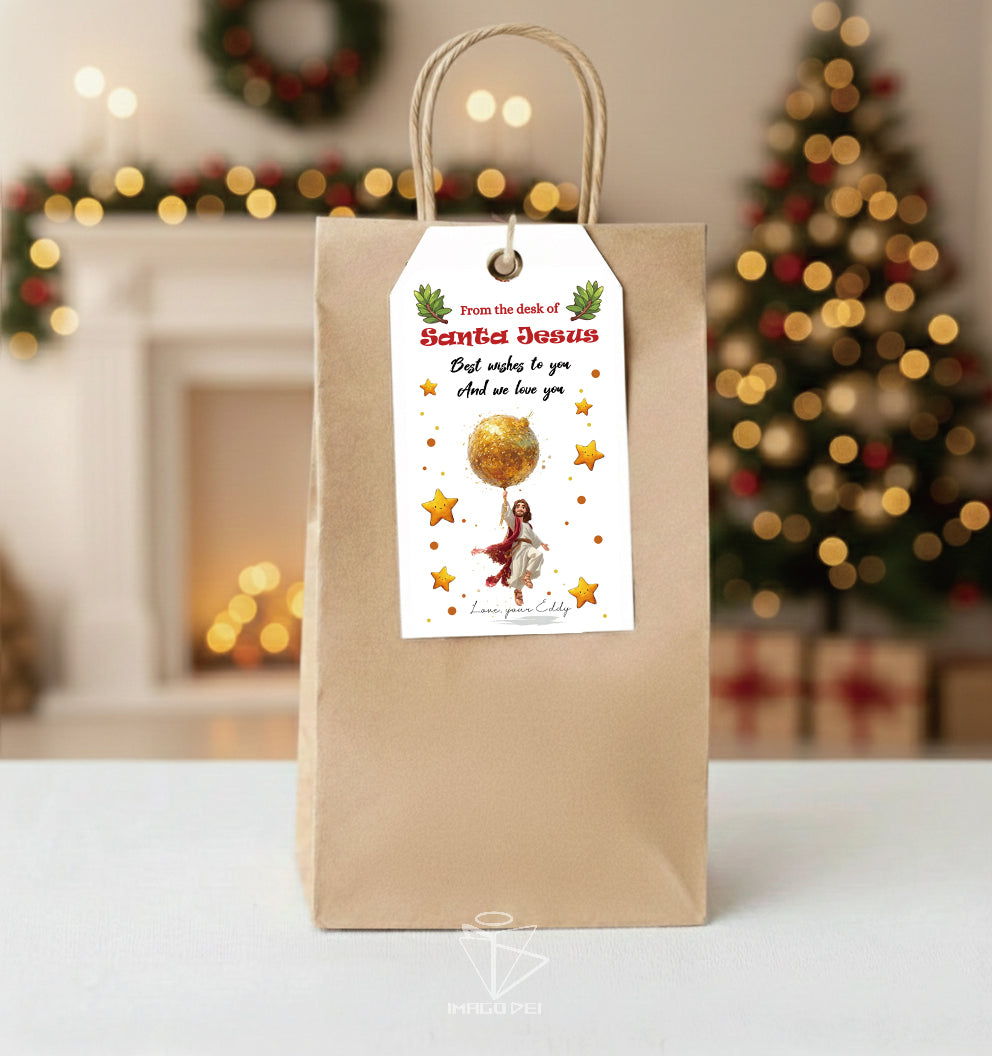 Editable Christmas Card: Letter from Santa Jesus Balloons & Elf Arrival (Printable Digital Template 0016)