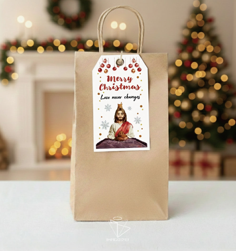 可编辑圣诞贺卡：圣诞老人来信、耶稣、气球和精灵的到来（可打印数字模板 0016）