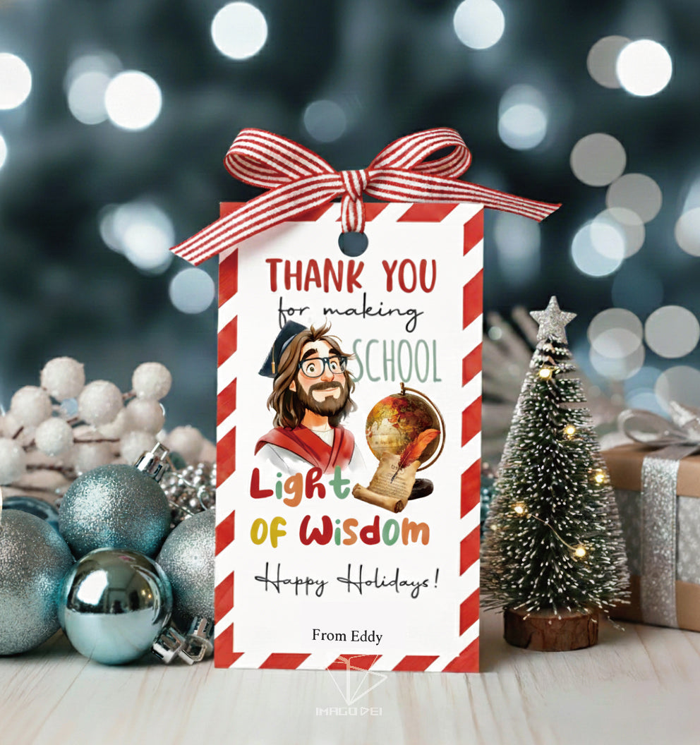 Jesus Teacher Appreciation Card, Thank You, Graduation Cap, Educator Note (Printable Digital Template 0021)