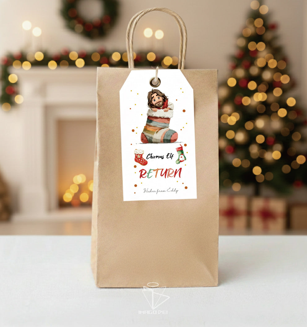 可编辑圣诞贺卡：圣诞老人来信、耶稣、气球和精灵的到来（可打印数字模板 0016）