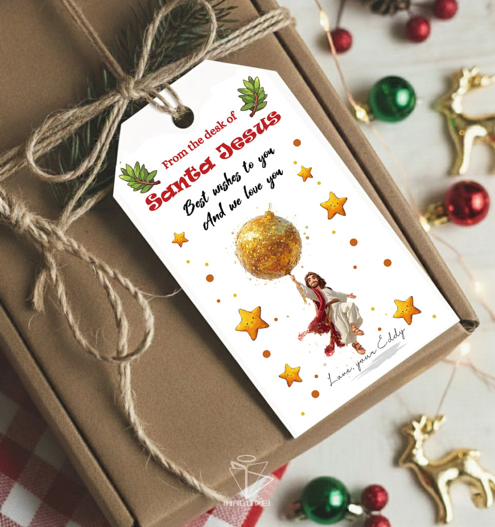 Editable Christmas Card: Letter from Santa Jesus Balloons & Elf Arrival (Printable Digital Template 0016)