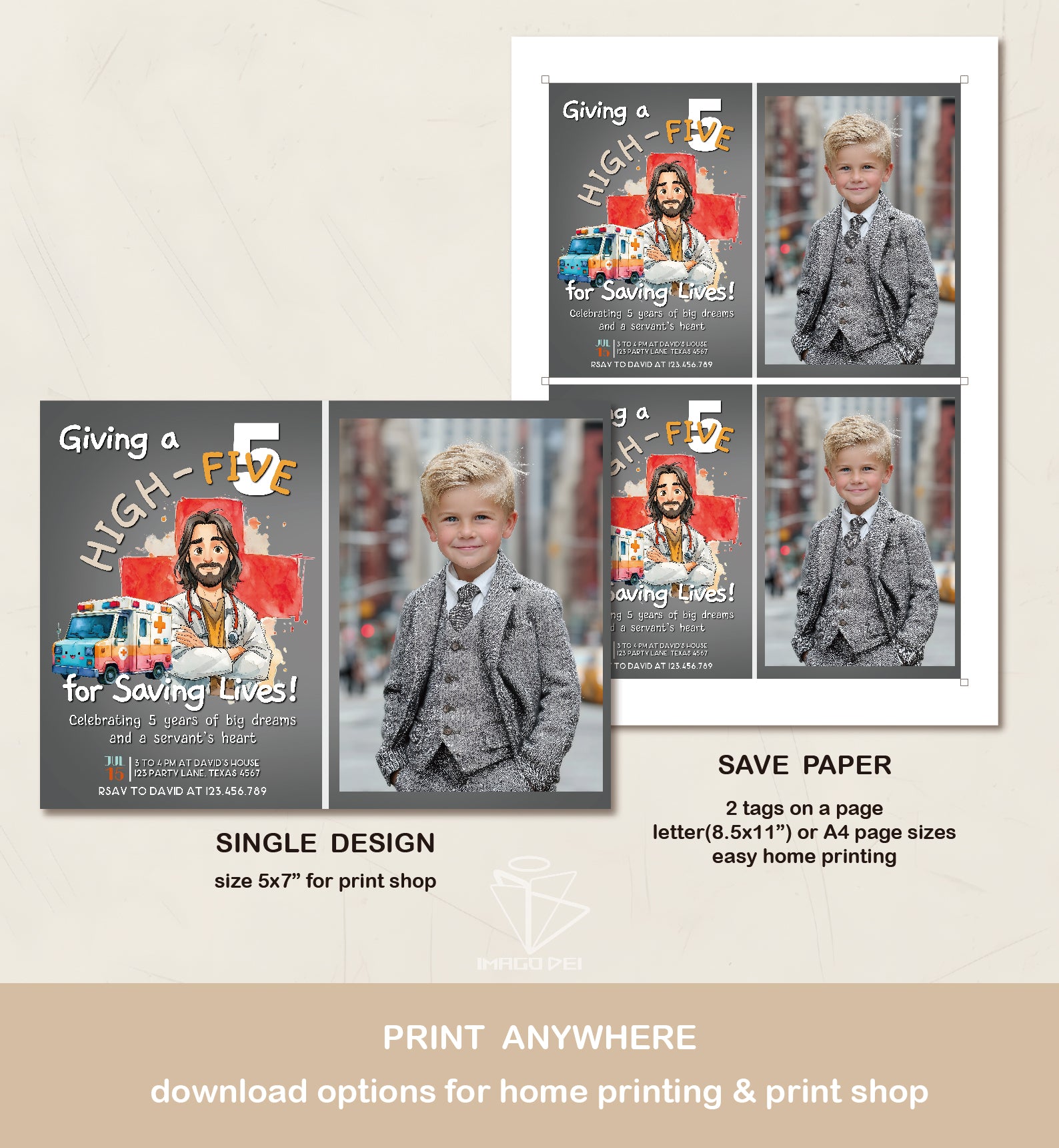 可编辑圣诞贺卡：圣诞老人来信、耶稣、气球和精灵的到来（可打印数字模板 0016）