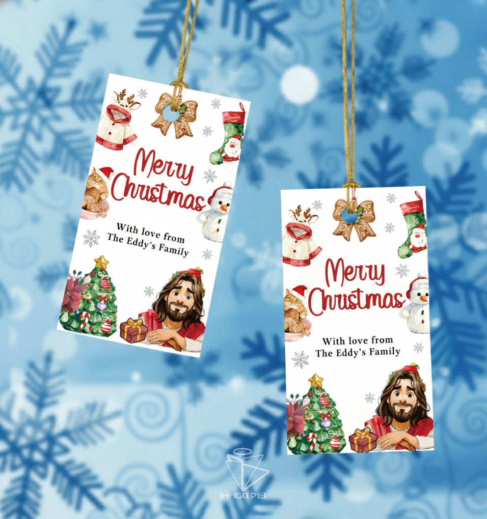 Jesus Merry Christmas Greeting, Religious Festive Ornament Card (Printable Digital Template 0022)