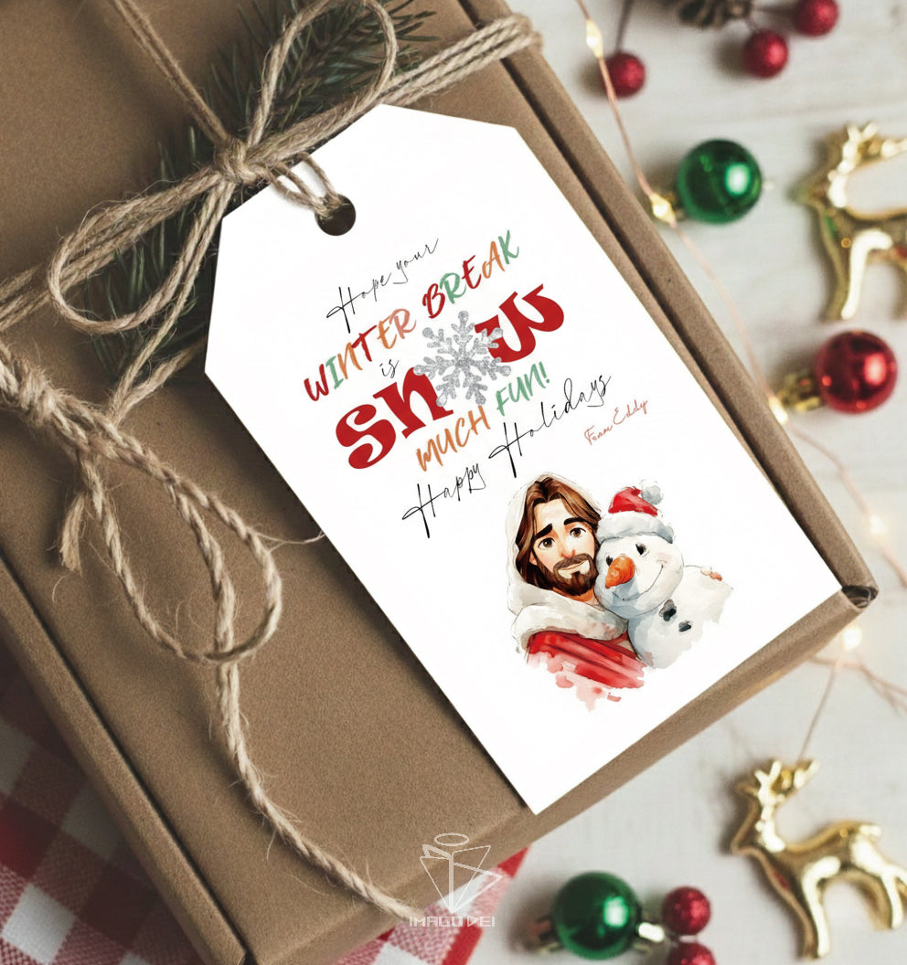 Jesus Snowman Christmas Card, Religious Holiday Art, Christian Xmas Blessing (Printable Digital Template 0010)