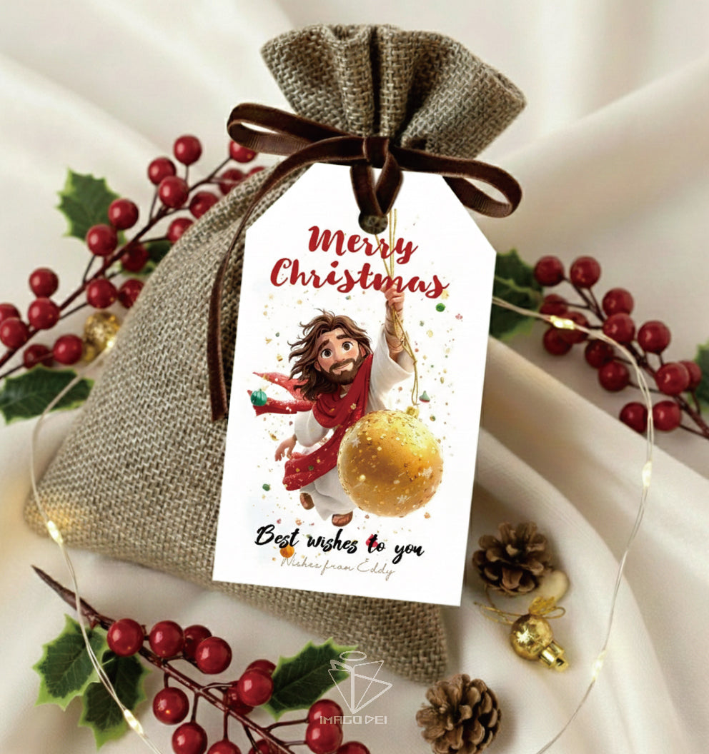 可编辑圣诞贺卡：圣诞老人来信、耶稣、气球和精灵的到来（可打印数字模板 0016）