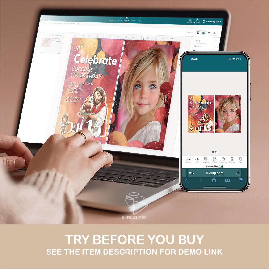 可编辑圣诞贺卡：圣诞老人来信、耶稣、气球和精灵的到来（可打印数字模板 0016）