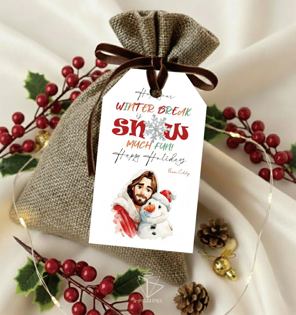 Jesus Snowman Christmas Card, Religious Holiday Art, Christian Xmas Blessing (Printable Digital Template 0010)