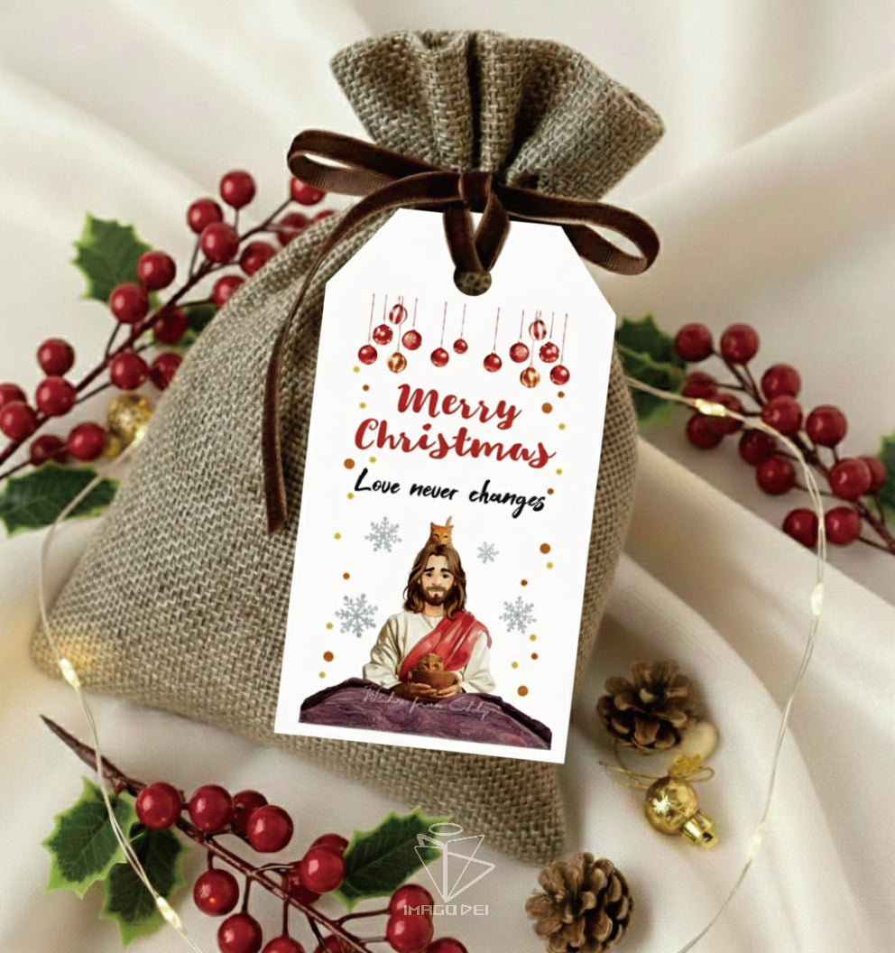 可编辑圣诞贺卡：圣诞老人来信、耶稣、气球和精灵的到来（可打印数字模板 0016）