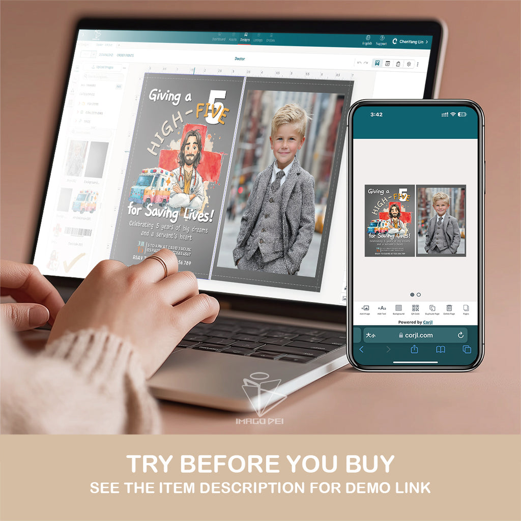可编辑圣诞贺卡：圣诞老人来信、耶稣、气球和精灵的到来（可打印数字模板 0016）