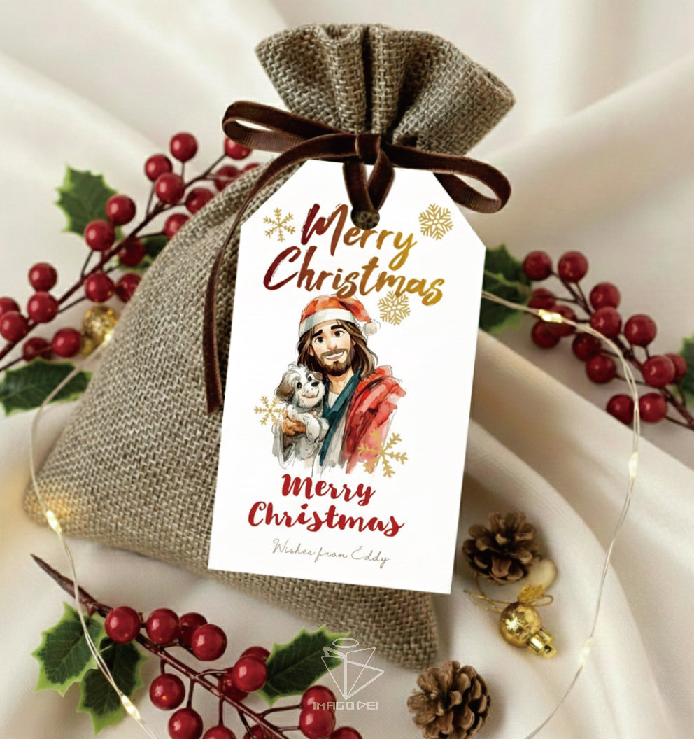 可编辑圣诞贺卡：圣诞老人来信、耶稣、气球和精灵的到来（可打印数字模板 0016）