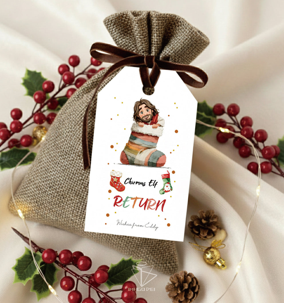 可编辑圣诞贺卡：圣诞老人来信、耶稣、气球和精灵的到来（可打印数字模板 0016）