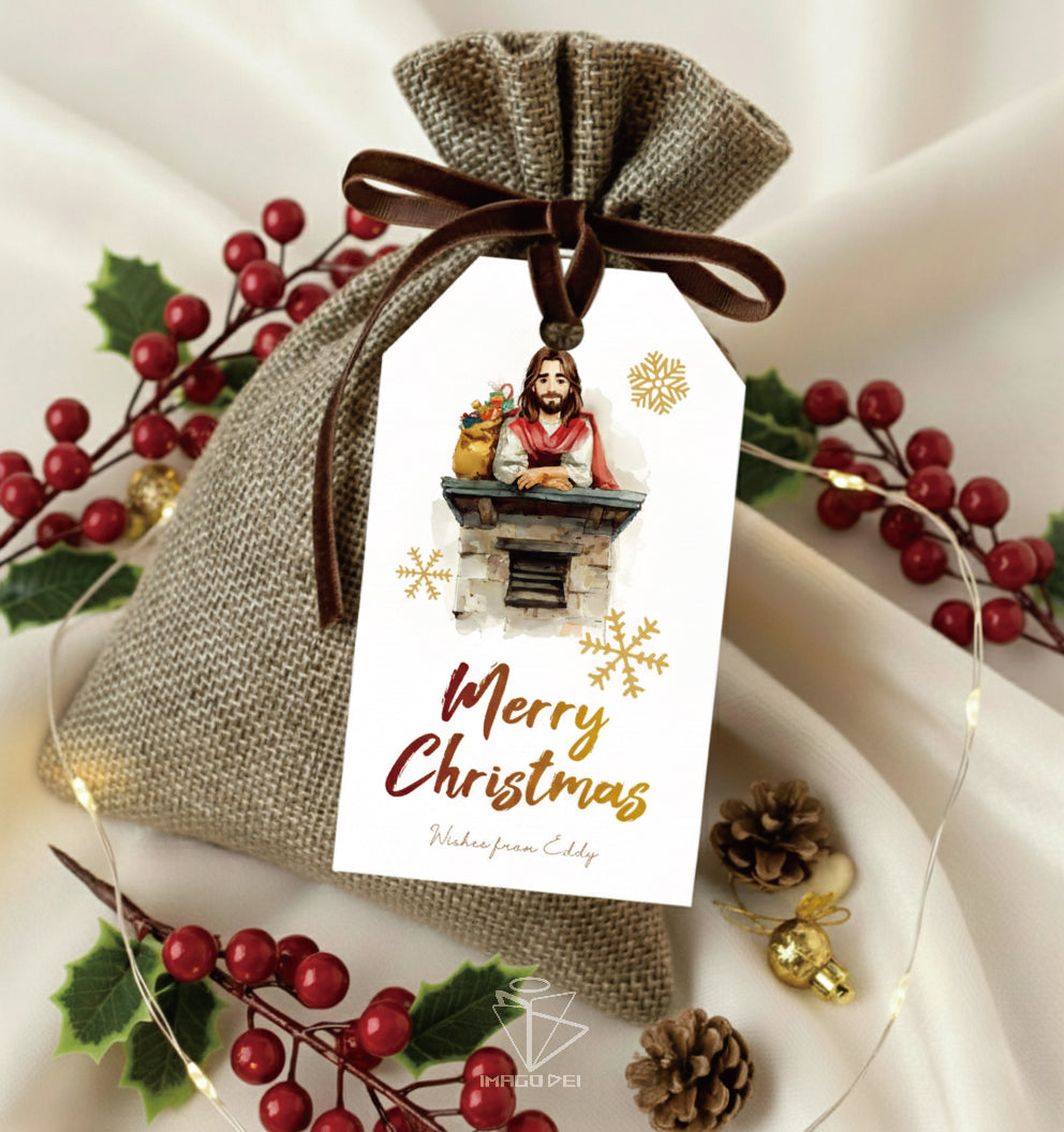 可编辑圣诞贺卡：圣诞老人来信、耶稣、气球和精灵的到来（可打印数字模板 0016）