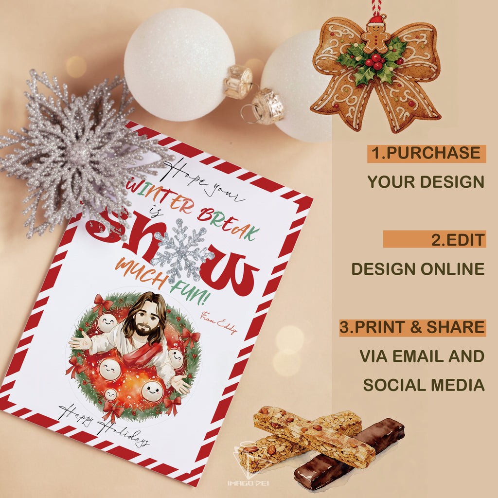 Jesus Christmas Pudding Card, Religious Holiday Art, Christian Xmas Greeting (Printable Digital Template 0007)