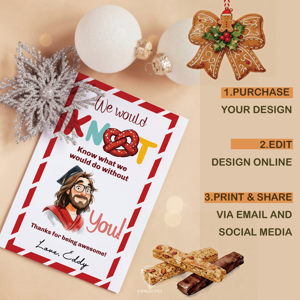 Employee Appreciation Thank You, Holiday Teacher Tag, Religious Thankful Note (Printable Digital Template 0018)