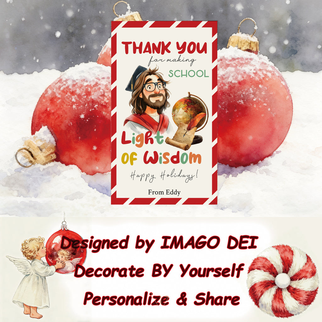 Jesus Teacher Appreciation Card, Thank You, Graduation Cap, Educator Note (Printable Digital Template 0021)