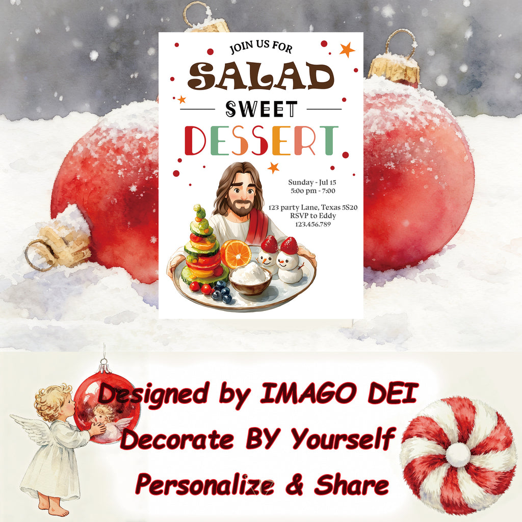 可编辑圣诞贺卡：圣诞老人来信、耶稣、气球和精灵的到来（可打印数字模板 0016）